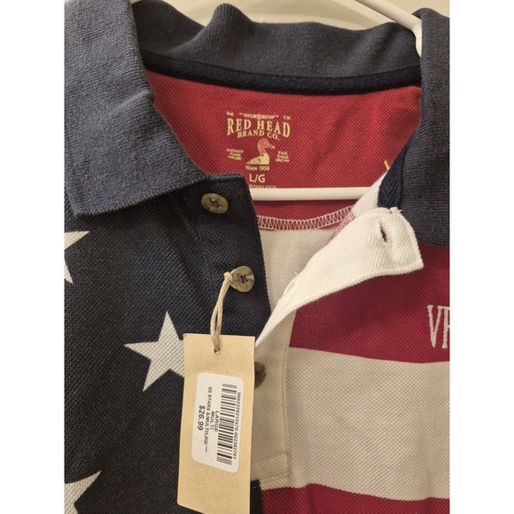 Redhead Brand Co VFW Post 7764 stars and stripes polo NWT - Picture 3 of 4